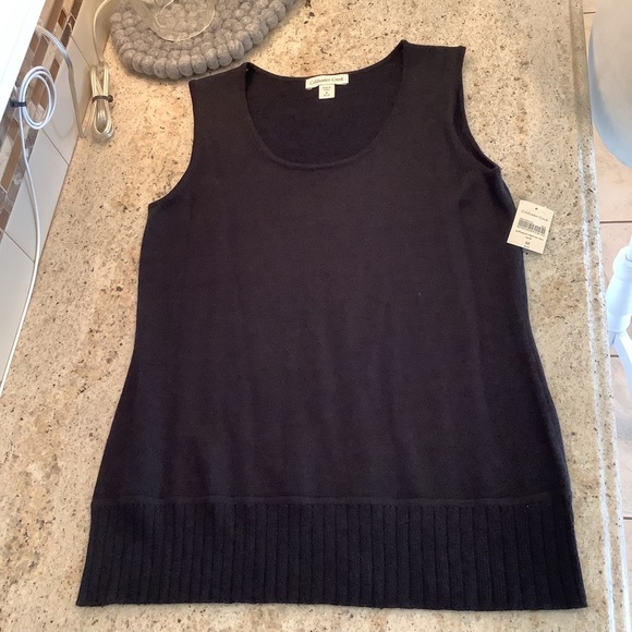 Coldwater Creek Black Knit Sleeveless Top Sz Med NWT Wool Blend - Picture 2 of 6